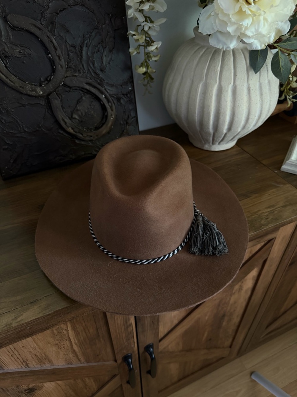 Peter Grimm Brown Wide Brim Felt Fedora with Tassel